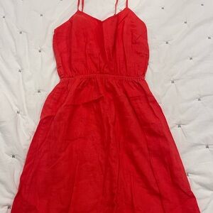 Jcrew red linen blend dress